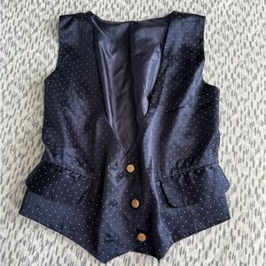 Navy Blue and gold Dot Vest with Gold Buttons
